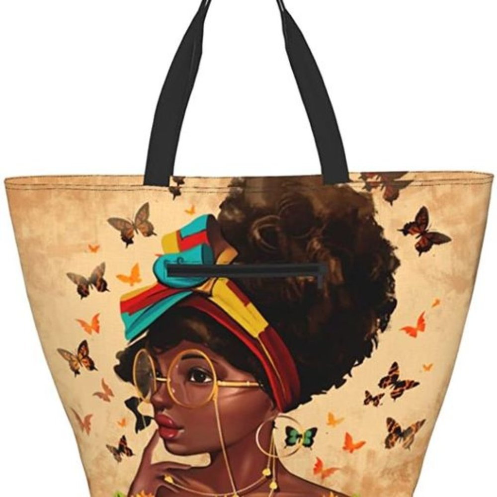 African American Girls Canvas Tote Bag Women Large Shoulder Bag Reusable